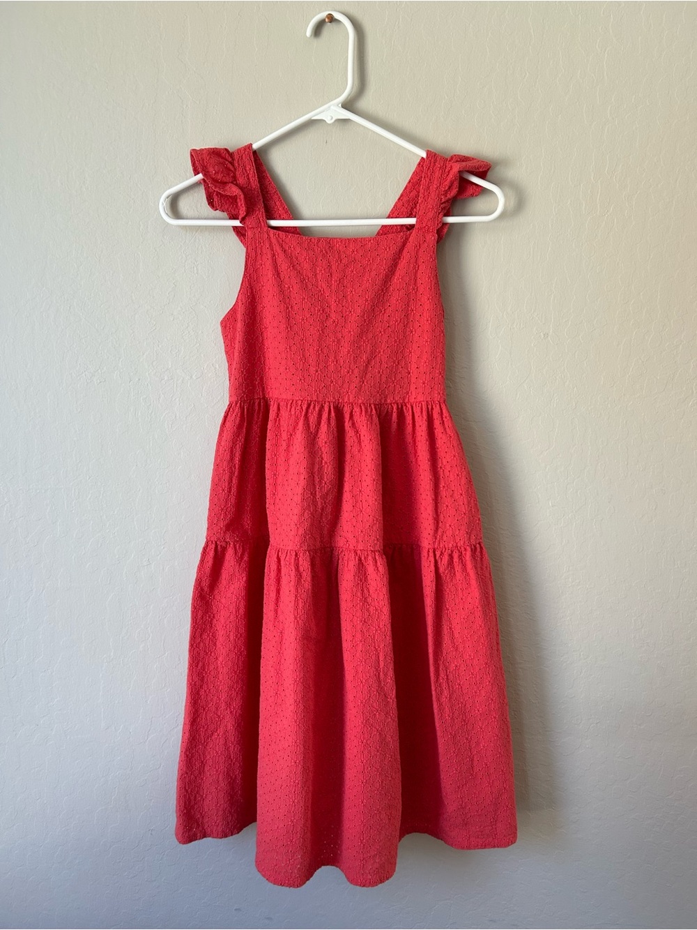 Boden Girl All Over Broderie/Eyelet Tiered Frill Dress Ruffle Straps Size 9/10